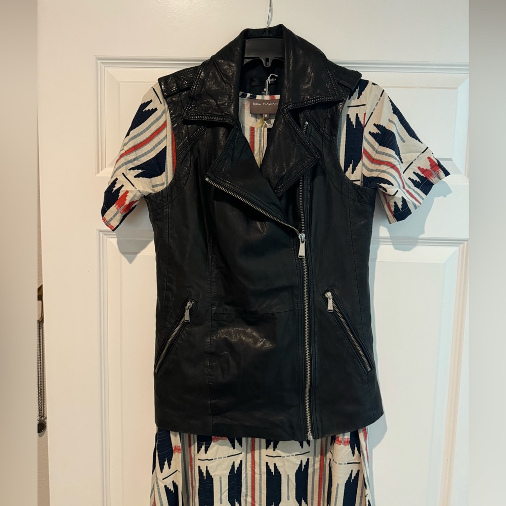 Aqua soft black leather moto biker vest. Size XS fits like S/M.